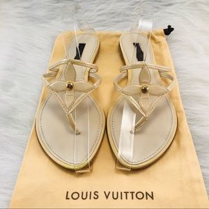 LOUIS VUITTON Flat Thong Sandals Cream